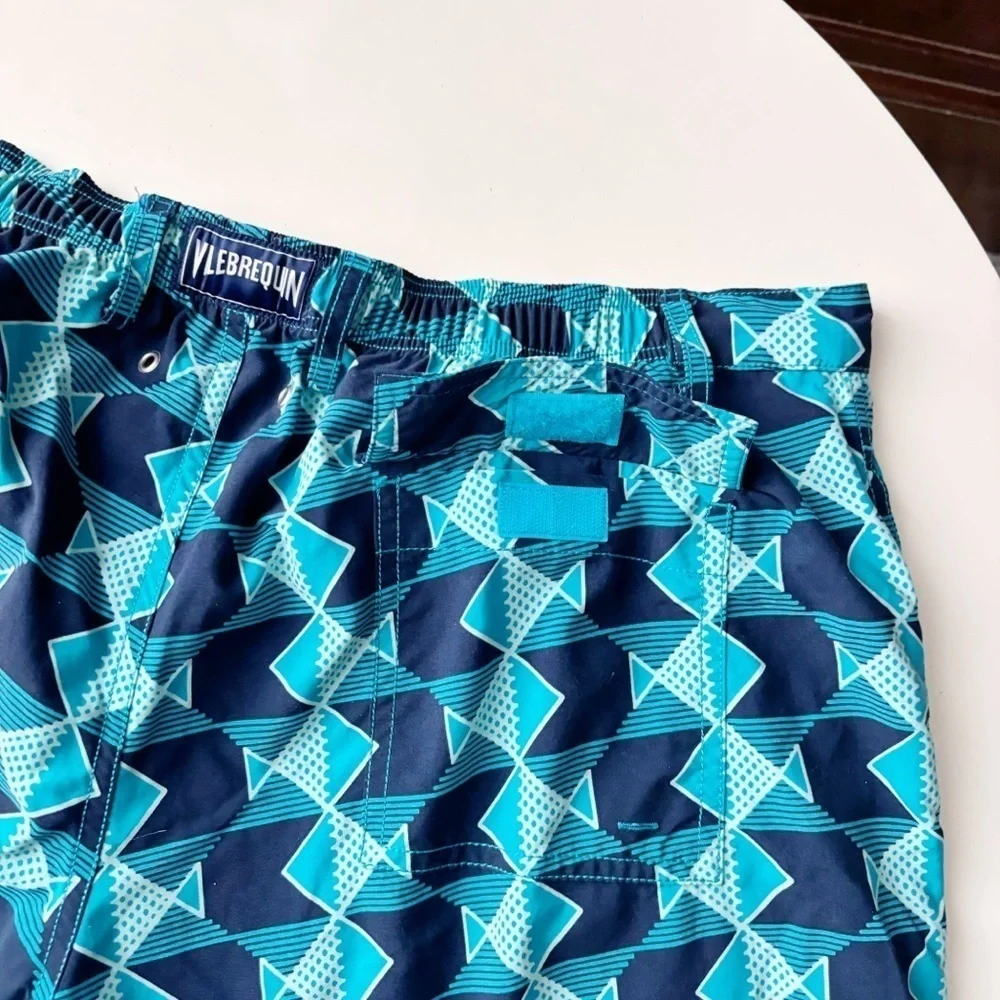Vilebrequin Men’s Pattern Swim Trunks Size XXL Blue Unlined